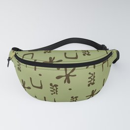 Organic Hieroglyph Abstract Pattern in Sage Avocado Green Fanny Pack