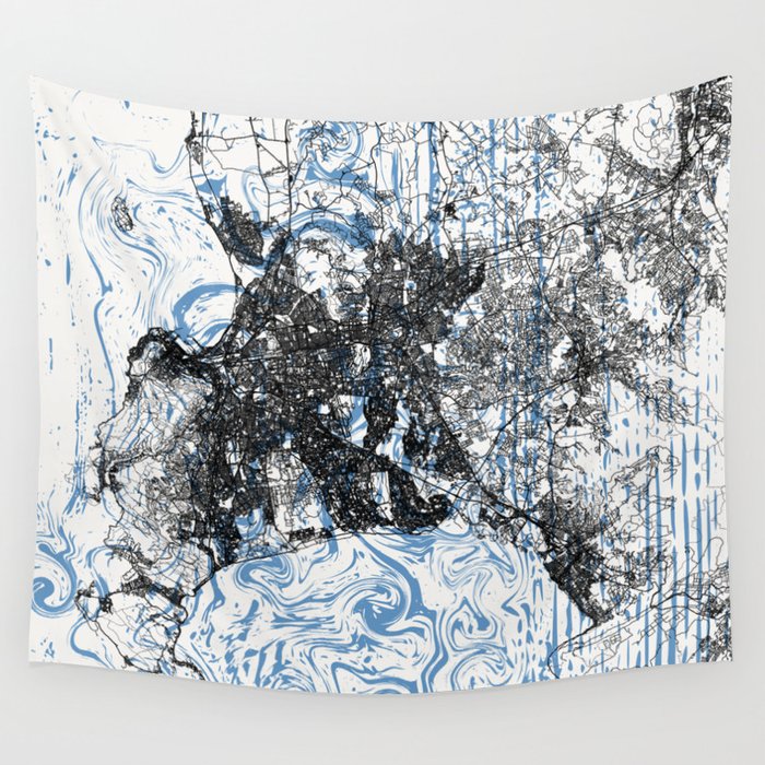 South Africa, Cape Town - City Map Collage Wall Tapestry