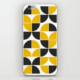 Cute vivid yellow and black Mid-Century quarter circles modern pattern shapes iPhone Skin
