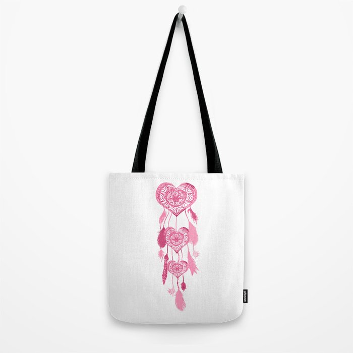Hipster Heart Dreamcatcher Girly Pink Cute Pastel Tote Bag