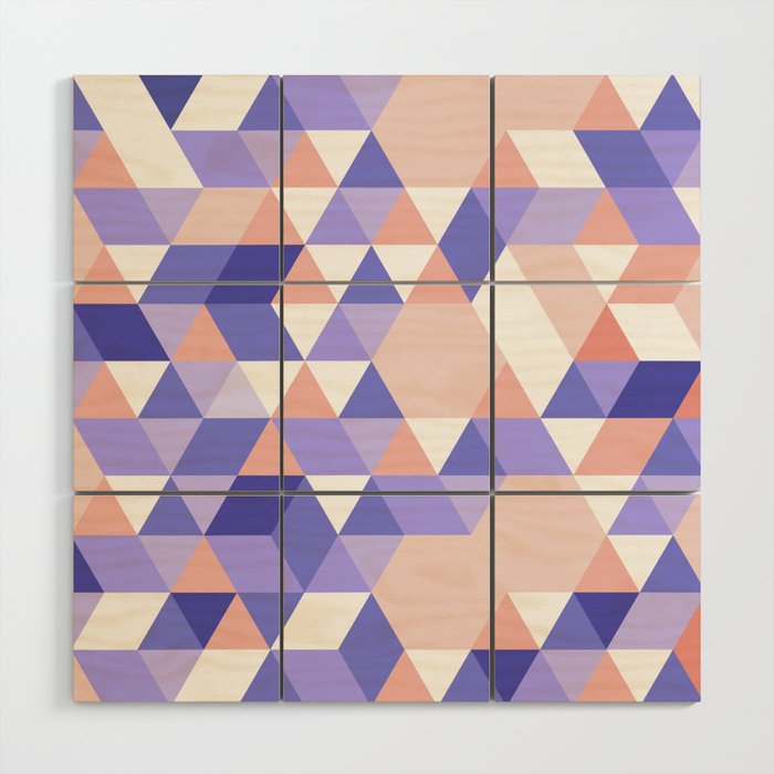 Optical Illusion in Very Peri and Peachy Wood Wall Art