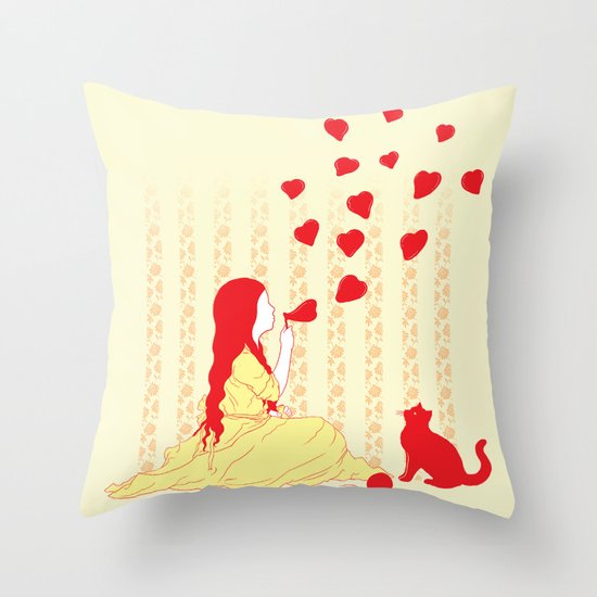 Bubbly Hearts Throw Pillow