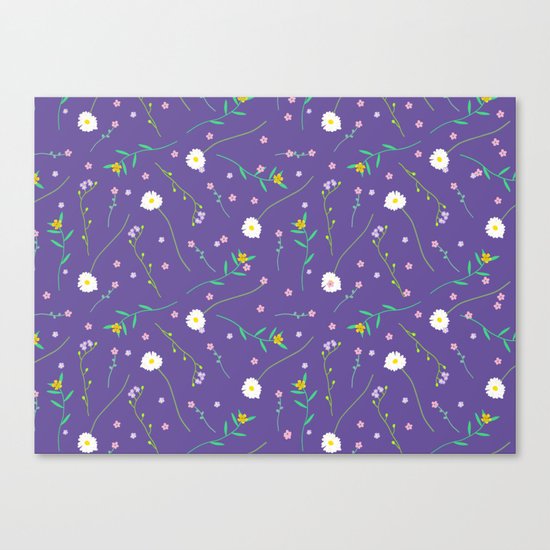 Simple flowers and purple Canvas Print
