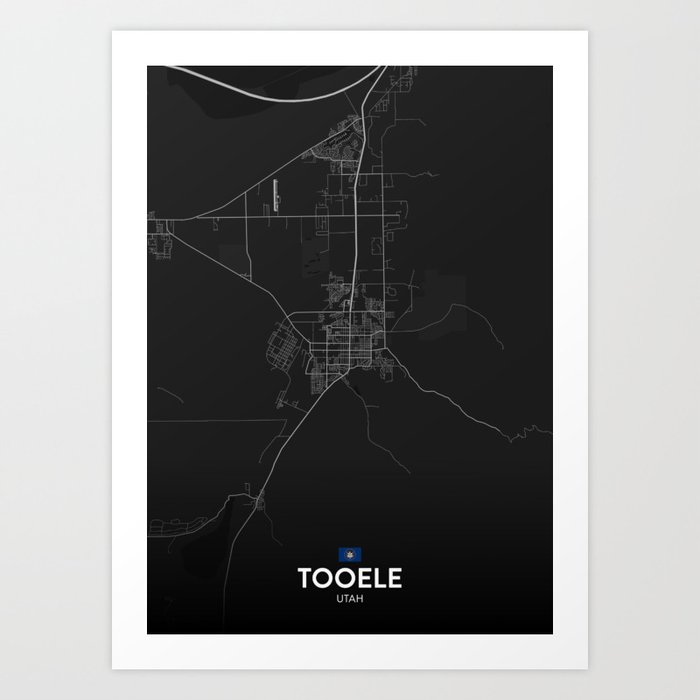 Tooele, Utah, United States - Dark City Map Art Print