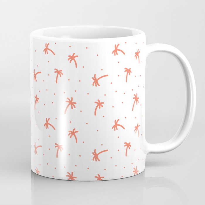 Coral Doodle Palm Tree Pattern Coffee Mug