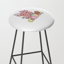 Cute Pig Easter With Easter Eggs As Easter Bunny Bar Stool