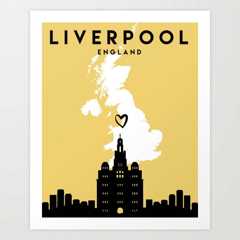 Liverpool England Love City Silhouette Skyline Art Art Print By Deificusart Society6