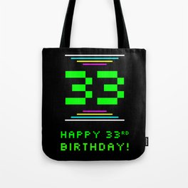 [ Thumbnail: 33rd Birthday - Nerdy Geeky Pixelated 8-Bit Computing Graphics Inspired Look Tote Bag ]