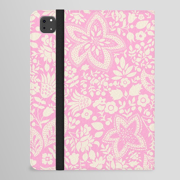 Blossoms and leaves solid soft pink iPad Folio Case