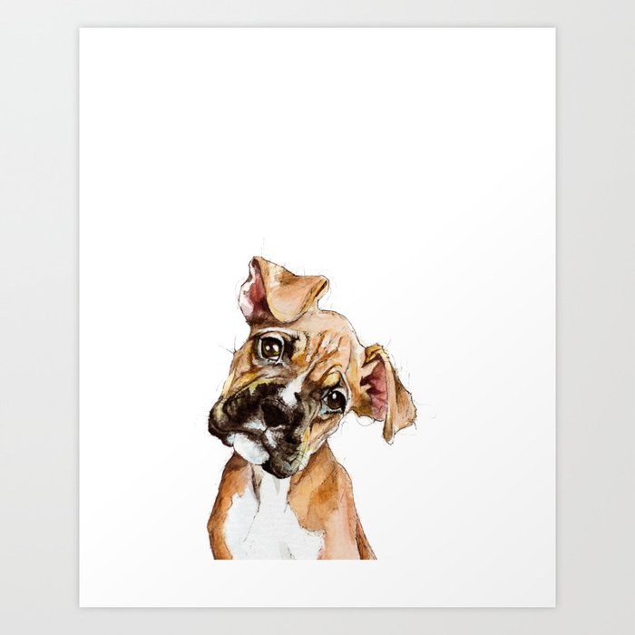 Stay Curious Boxer Puppy Art Print