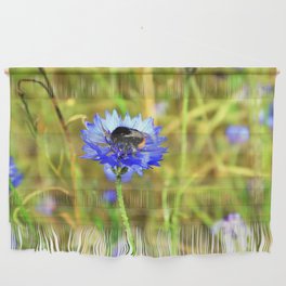 Bumblebee on Blue Cornflower Wall Hanging