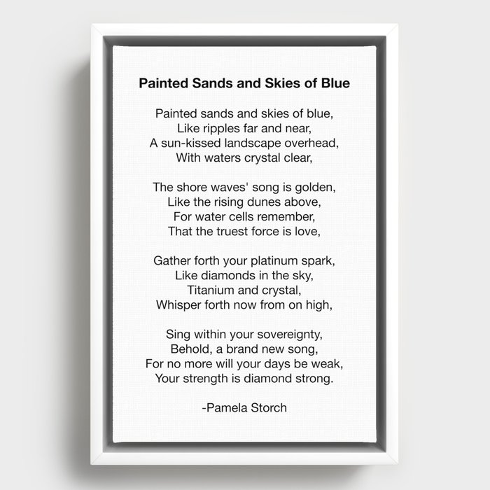 Painted Sands and Skies of Blue Poem Framed Canvas