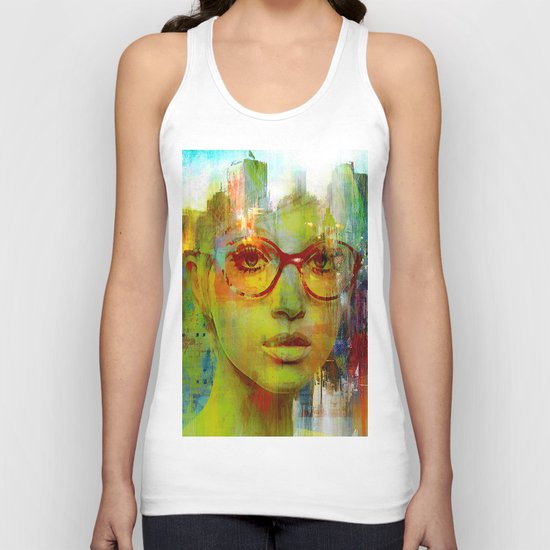 red glasses girl Unisex Tank Top