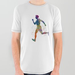 Watercolor runner athlete All Over Graphic Tee