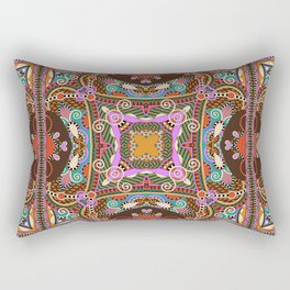 silk neck scarf or kerchief square pattern design in ukrainian karakoko style Rectangular Pillow