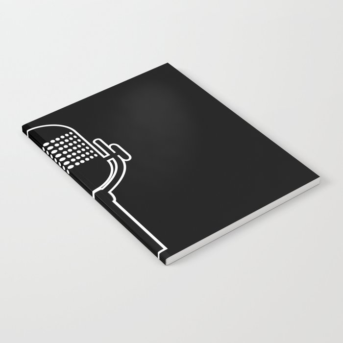 Retro Microphone In White Line Drawing Notebook