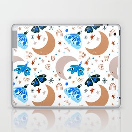Moths and Moons - Brown & Blue Laptop Skin