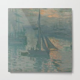 Sunrise (Marine) Metal Print | Sail, Marine, Water, Morning, Sun, Claudemonet, France, Blue, Sunrise, Grey 