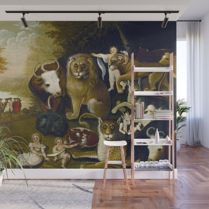 Classical Masterpiece 1833 'A Peaceable Kingdom' by Edward Hicks Wall Mural