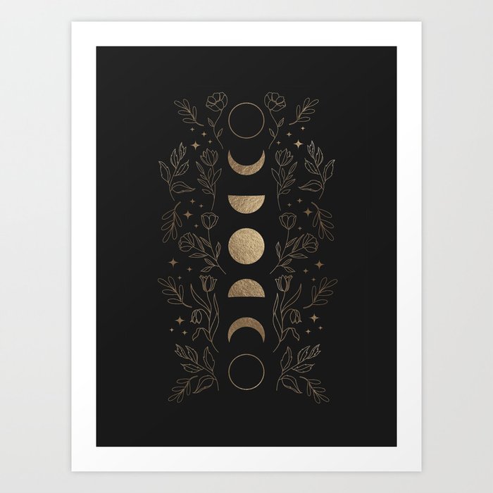 Gold Moon Phases Art Print