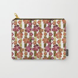 Retro . Floral pattern in yellow and brown tones . Carry-All Pouch | Retro, Burgundy, Ustic, Digital, Yellow, Grey, Pattern, Flowers, Fall, Graphicdesign 
