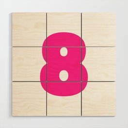 8 (Dark Pink & White Number) Wood Wall Art