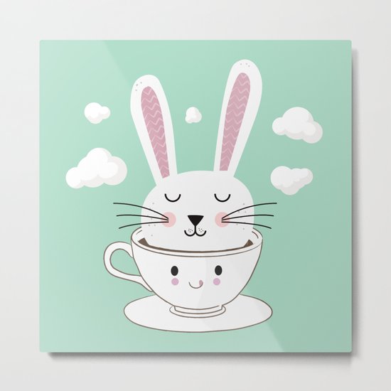 Take a Cup of Bunny Metal Print