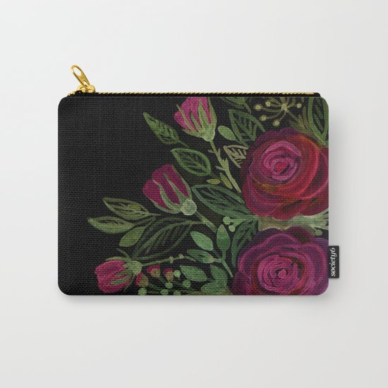 A bouquet of roses on a black background . Carry-All Pouch