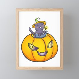 Hallow Kitty Pumpkin Framed Mini Art Print