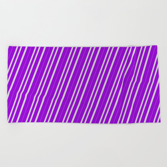 Dark Violet & Light Grey Colored Pattern of Stripes Beach Towel