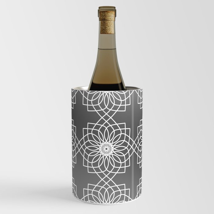 Grey Gradient and White Abstract Flowers in Mist Wine Chiller
