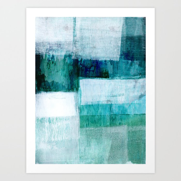 Blue Green Geometric Abstract Painting Art Print By Mininst