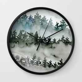 Issa Wall Clock | Trees, Vintage, Painting, Street Art, Black And White, Tree, Evergreens, Ink, Watercolor, Pattern 