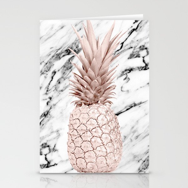 Pineapple Rose Gold Marble Stationery Cards