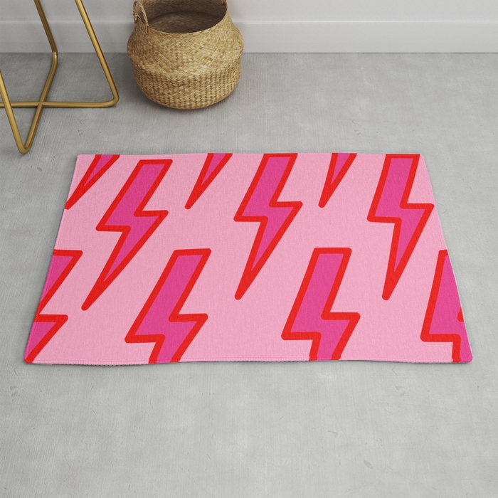 Pink and Red Y2k Lightning Bolt Wallpaper - Preppy Aesthetic Rug