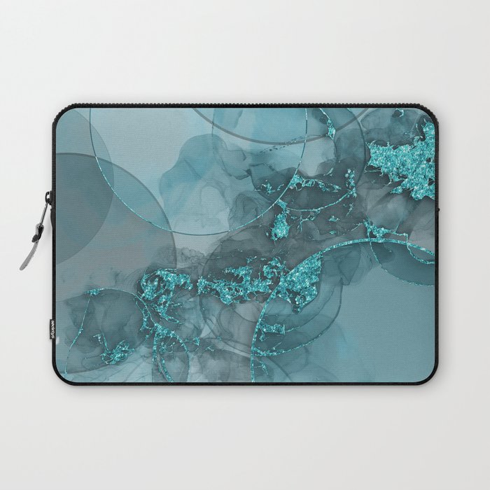 Luxury Ink Marble Painting With Circles Laptop Sleeve