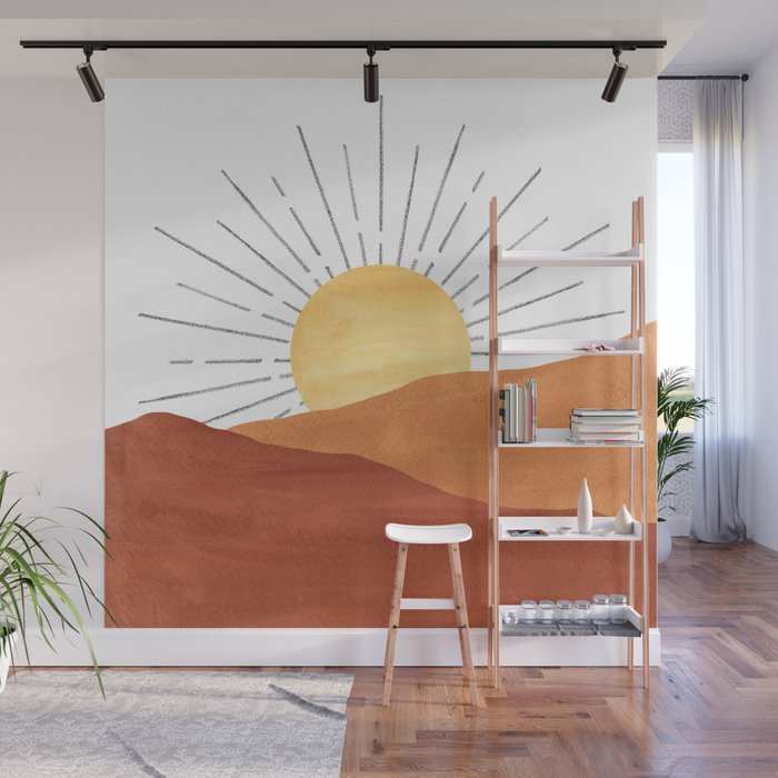 Terracotta desert sun Wall Mural