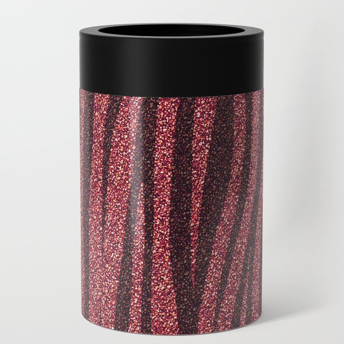 Stripes Red Glitter Can Cooler