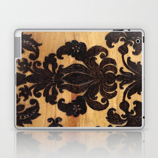 Wood Burnt Damask Laptop & iPad Skin