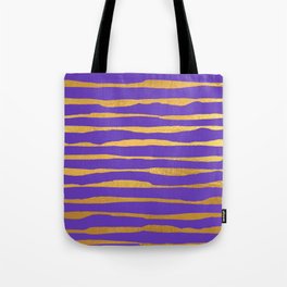 Deep Purple Gold colored abstract lines pattern Tote Bag