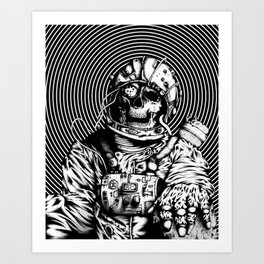 Skelenaut V1 (Black & White) Art Print