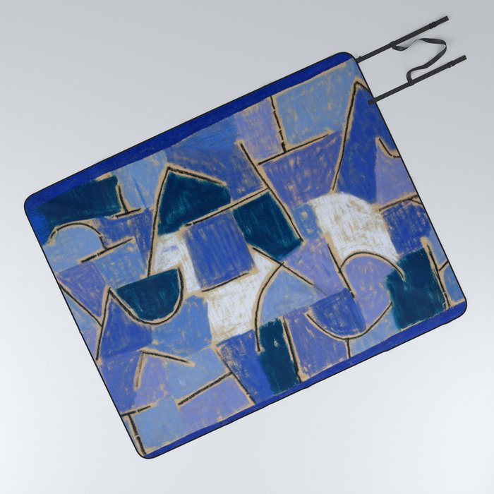Bauhaus Paul Klee Blue Night Painting Abstract Mid century modern Geometry  Picnic Blanket