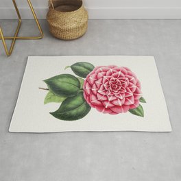 Hand Drawn Red Camellia Area & Throw Rug