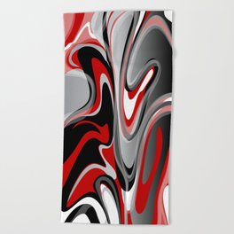 Liquify - Red, Gray, Black, White Beach Towel
