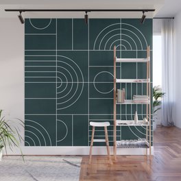 My Favorite Geometric Patterns No.26 - Green Tinted Navy Blue Wall Mural