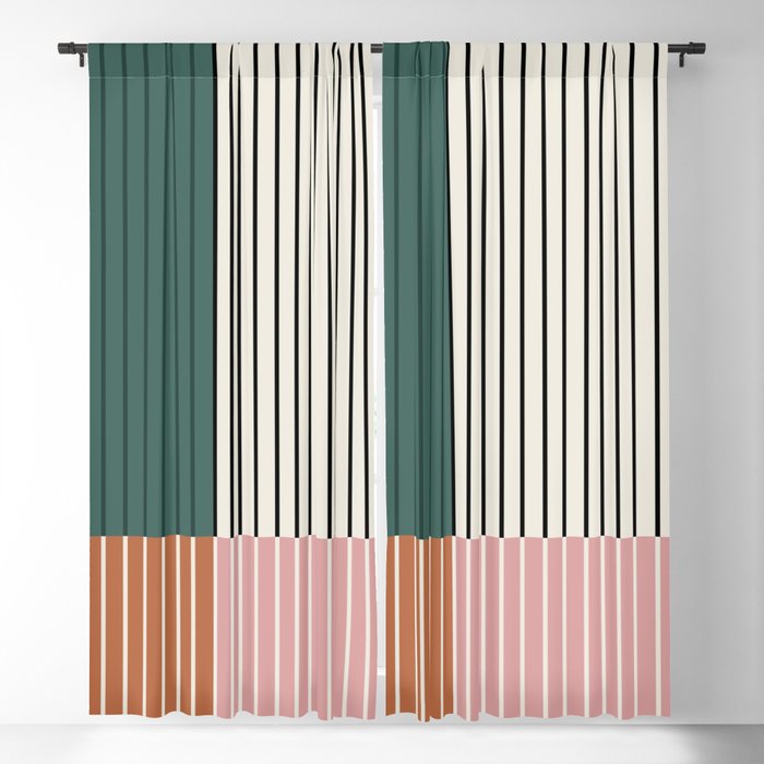 Color Block Line Abstract V Blackout Curtain