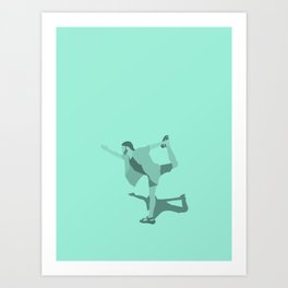 Man Doing Yoga Mint Digital Illustration Art Print