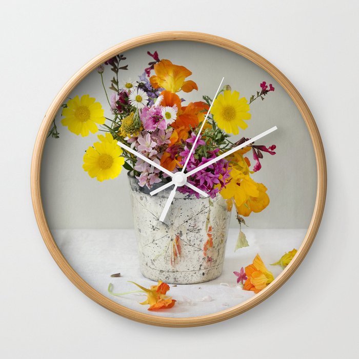 Beautiful colorful flowers Wall Clock