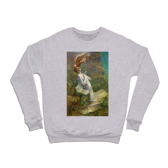 Ophelia madly in love (drowning) from William Shakespeare's Hamlet portrait woman under water painting Crewneck Sweatshirt