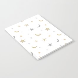 Gold and silver moon and star pattern Notebook